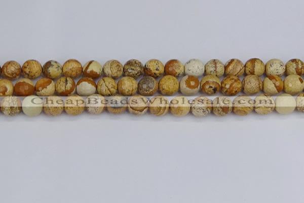 CPJ558 15.5 inches 10mm faceted round picture jasper beads