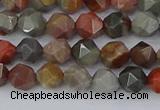 CPJ564 15.5 inches 6mm faceted nuggets polychrome jasper beads