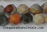 CPJ566 15.5 inches 10mm faceted nuggets polychrome jasper beads