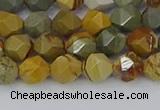 CPJ570 15.5 inches 6mm faceted nuggets wildhorse picture jasper beads