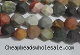 CPJ590 15.5 inches 6mm faceted nuggets matte polychrome jasper beads