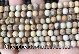 CPJ651 15.5 inches 6mm round matte picture jasper beads wholesale