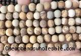 CPJ652 15.5 inches 8mm round matte picture jasper beads wholesale