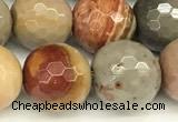 CPJ698 15 inches 12mm faceted round American picture jasper beads