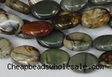 CPJ83 15.5 inches 10*14mm oval picasso jasper gemstone beads