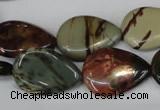 CPJ90 15.5 inches 18*25mm flat teardrop picasso jasper gemstone beads