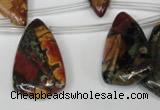 CPJ96 Top-drilled 15*25mm – 16*36mm flat teardrop picasso jasper beads