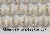 CPL01 15.5 inches 9*10mm nuggets pearl with rhinestone beads