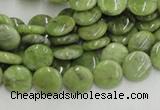 CPO15 15.5 inches 10mm flat round olivine gemstone beads wholesale