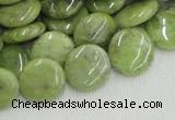 CPO17 15.5 inches 16mm flat round olivine gemstone beads wholesale