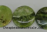 CPO30 15.5 inches 25mm flat round olivine gemstone beads wholesale