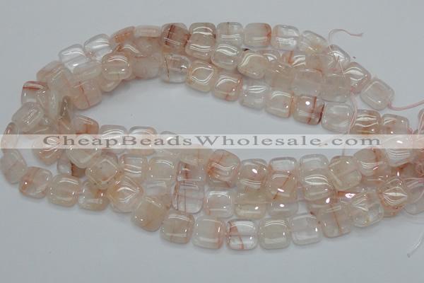 CPQ05 15.5 inches 15*15mm square natural pink quartz beads