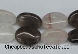 CPQ105 12*16mm oval natural pink crystal & smoky quartz beads