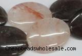 CPQ108 22*30mm oval natural pink crystal & smoky quartz beads