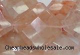 CPQ18 15.5 inches 30*30mm faceted diamond natural pink quartz beads