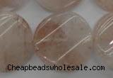 CPQ238 15.5 inches 28mm twisted coin natural pink quartz beads