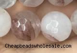 CPQ315 15.5 inches 14mm faceted round pink quartz beads wholesale