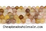 CPQ363 15.5 inches 10mm round pink & yellow quartz gemstone beads