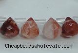 CPQ41 Top-drilled 7*7mm faceted teardrop natural pink quartz beads