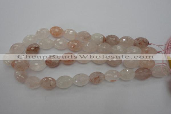 CPQ74 15.5 inches 15*20mm faceted rice natural pink quartz beads