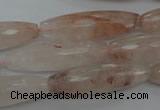 CPQ80 15.5 inches 10*35mm faceted rice natural pink quartz beads