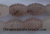 CPQ90 15.5 inches 15*20mm carved rice natural pink quartz beads