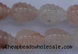 CPQ92 15.5 inches 15*20mm carved teardrop natural pink quartz beads