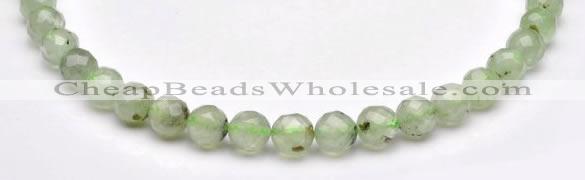 CPR06 A- grade 10mm faceted round natural prehnite stone beads