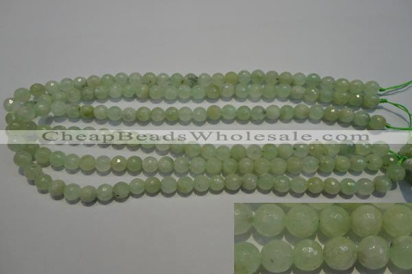 CPR52 15.5 inches 8mm faceted round natural prehnite beads