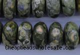 CPS120 15.5 inches 10*20mm faceted rondelle green peacock stone beads