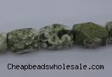 CPS131 15.5 inches 10*15mm faceted nuggets green peacock stone beads