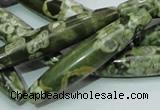 CPS14 15.5 inches 10*50mm rice green peacock stone beads wholesale