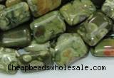 CPS25 15.5 inches 12*18mm rectangle green peacock stone beads