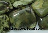 CPS28 15.5 inches 22*30mm rectangle green peacock stone beads