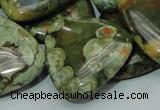 CPS34 15.5 inches 30*30mm triangle green peacock stone beads