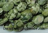 CPS42 15.5 inches 8*12mm oval green peacock stone beads wholesale