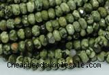 CPS51 15.5 inches 4*6mm faceted rondelle green peacock stone beads