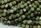 CPS55 15.5 inches 6mm faceted round green peacock stone beads