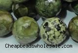 CPS61 15.5 inches 20mm faceted round green peacock stone beads