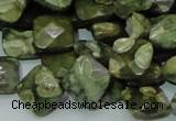 CPS73 15.5 inches 12*12mm faceted rhombic green peacock stone beads