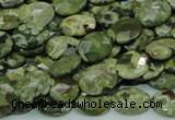 CPS89 15.5 inches 10*14mm faceted oval green peacock stone beads