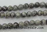 CPT102 15.5 inches 6mm round grey picture jasper beads