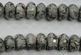 CPT121 15.5 inches 7*12mm faceted rondelle grey picture jasper beads