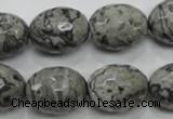 CPT123 15.5 inches 16*20mm faceted rice grey picture jasper beads