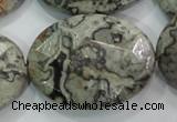 CPT130 15.5 inches 30*40mm faceted oval grey picture jasper beads