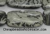 CPT132 15.5 inches 20*40mm faceted rectangle grey picture jasper beads