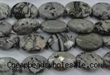 CPT143 15.5 inches 10*14mm faceted oval grey picture jasper beads