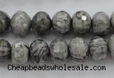 CPT196 15.5 inches 5*8mm faceted rondelle grey picture jasper beads