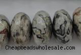 CPT197 15.5 inches 9*16mm faceted rondelle grey picture jasper beads