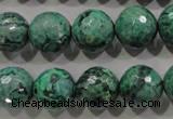 CPT217 15.5 inches 14mm faceted round green picture jasper beads